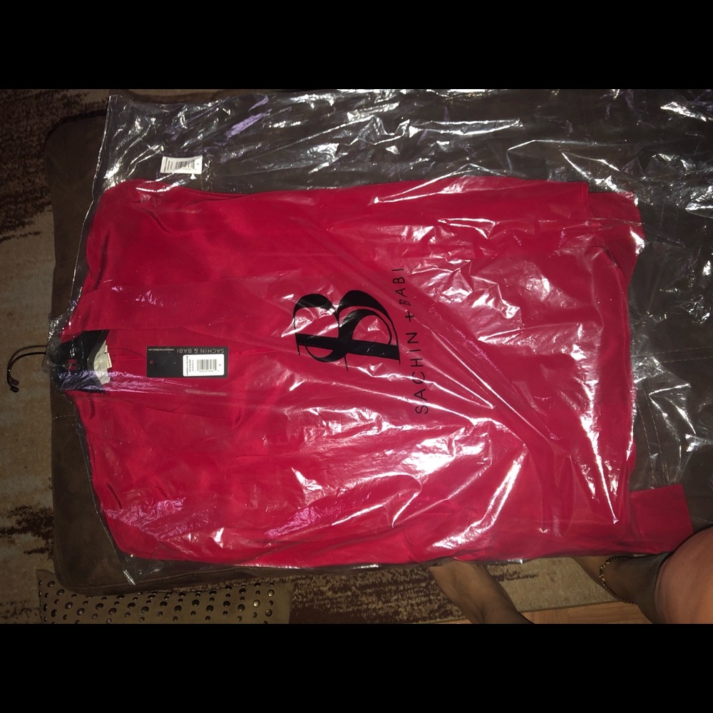 Red silk shirt blouse